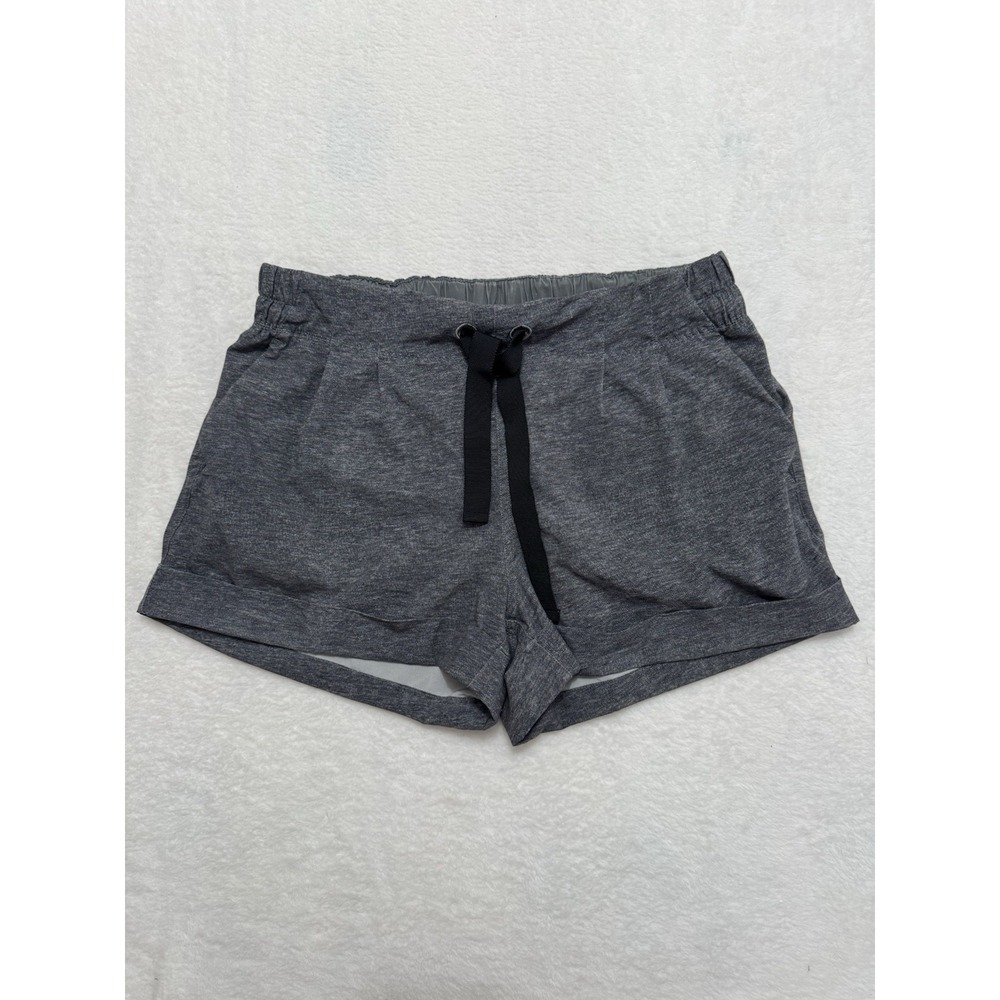 Lululemon Women's On The Fly Shorts Heather Gray Pockets Drawstring Size 6